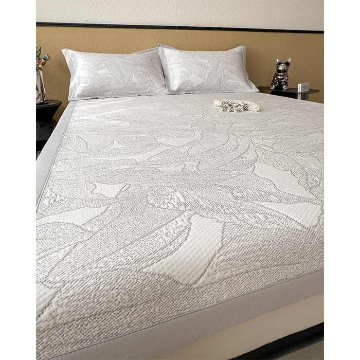 91家纺网 家纺一手货源 找家纺 宜派家纺 2026新款凉感过0.21夏天家用床单软席子可机洗空调席夏季高端华夫格凉席三件套 家大叶大-沥青浅灰-床席