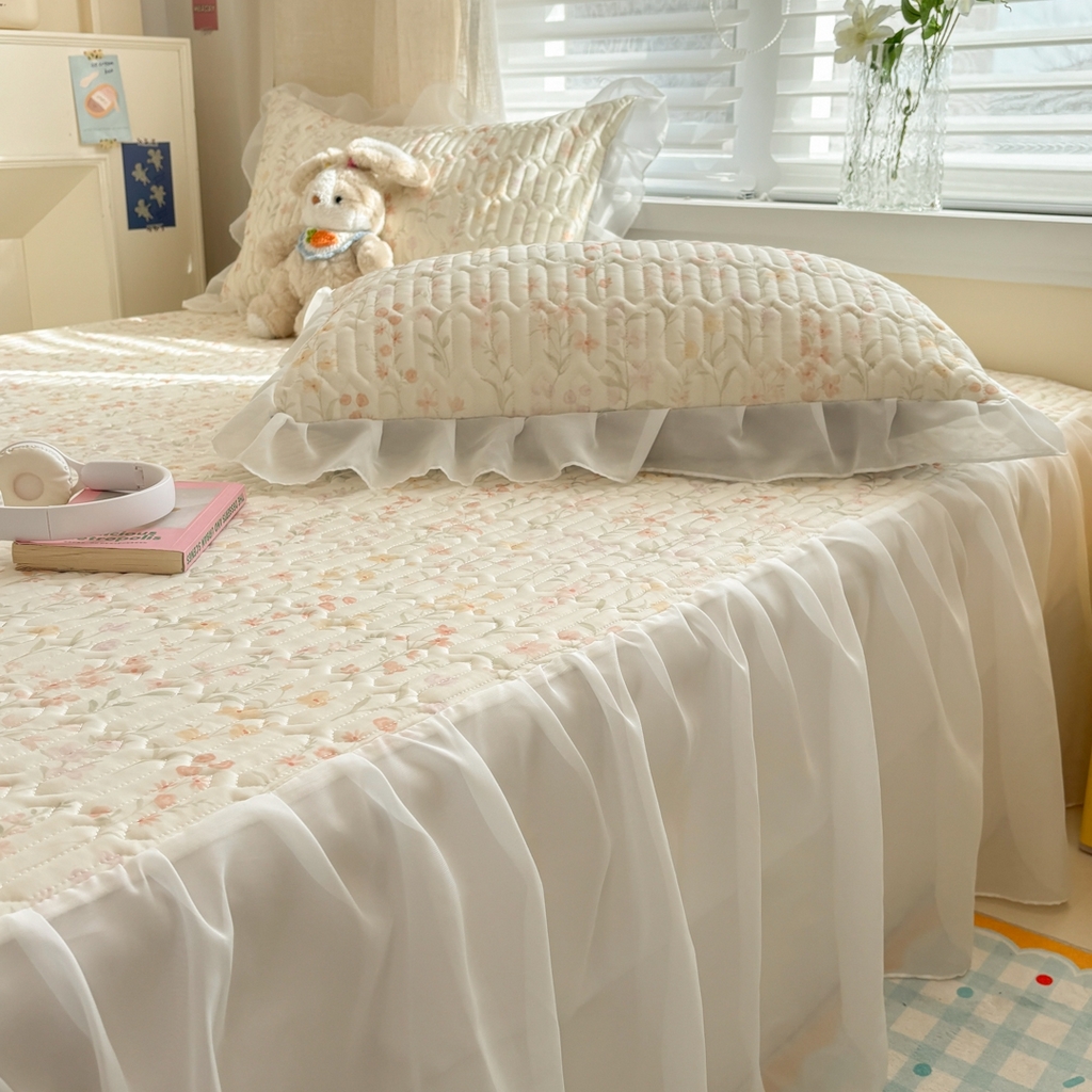 91家纺网 家纺一手货源 找家纺 慕尚家纺 2026新款床裙凉席夏被空调被夏凉被三件套四件套 床裙款 明媚