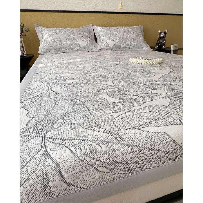 91家纺网 家纺一手货源 找家纺 宜派家纺 2026新款凉感过0.21夏天家用床单软席子可机洗空调席夏季高端华夫格凉席三件套 家大叶大-北欧深灰-床席