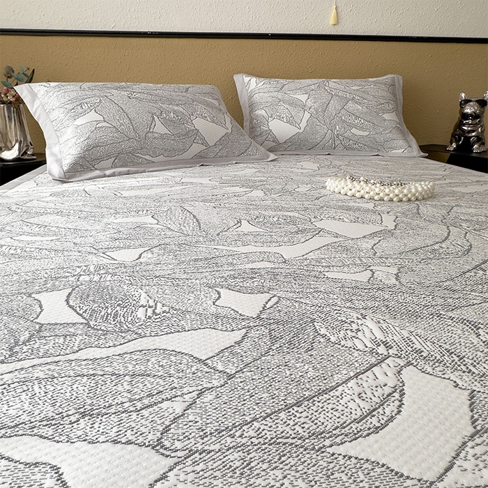 91家纺网 家纺一手货源 找家纺 宜派家纺 2026新款凉感过0.21夏天家用床单软席子可机洗空调席夏季高端华夫格凉席三件套 家大叶大-北欧深灰-床席