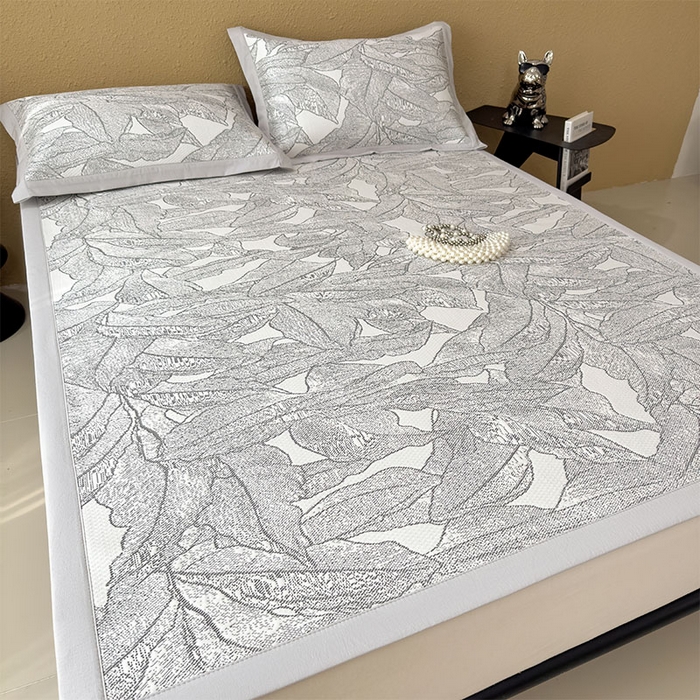 91家纺网 家纺一手货源 找家纺 宜派家纺 2026新款凉感过0.21夏天家用床单软席子可机洗空调席夏季高端华夫格凉席三件套 家大叶大-北欧深灰-床席