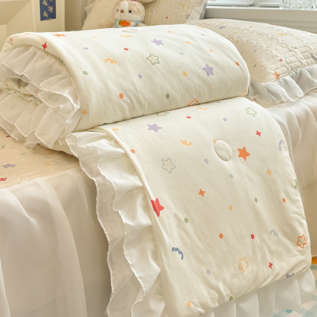 91家纺网 家纺一手货源 找家纺 慕尚家纺 2026新款床裙凉席夏被空调被夏凉被三件套四件套 床裙款 星芒