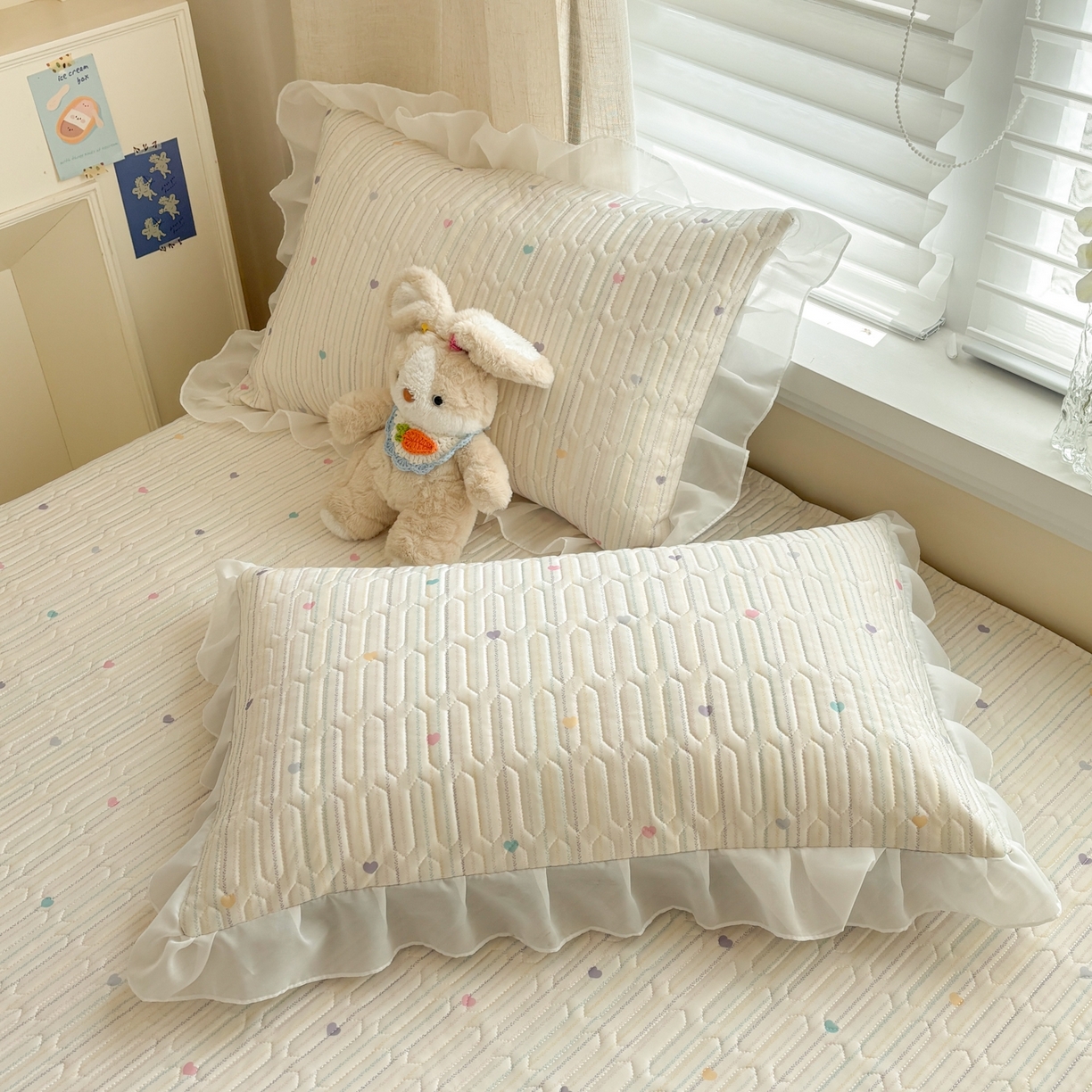 91家纺网 家纺一手货源 找家纺 慕尚家纺 2026新款床裙凉席夏被空调被夏凉被三件套四件套 床裙款 爱心