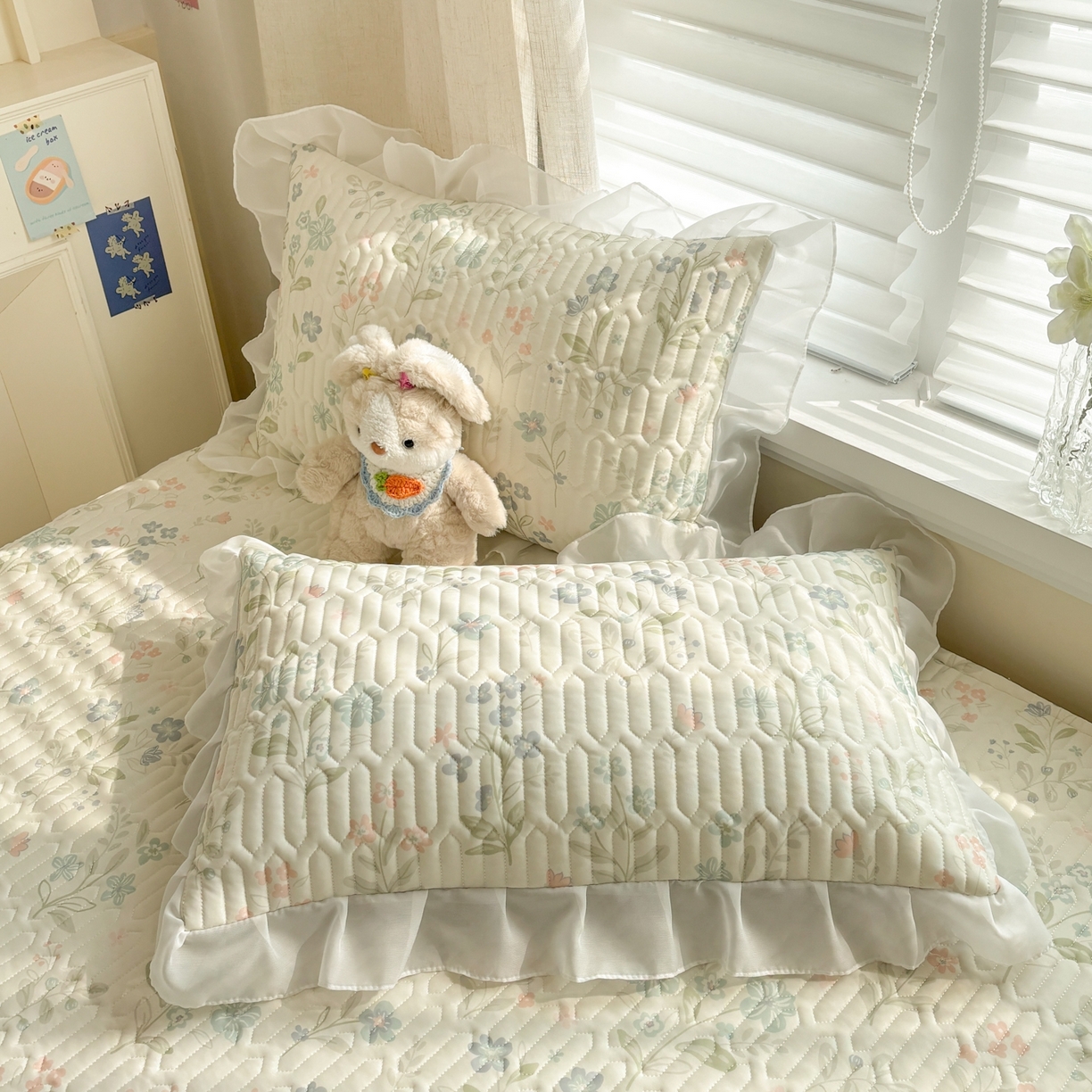 91家纺网 家纺一手货源 找家纺 慕尚家纺 2026新款床裙凉席夏被空调被夏凉被三件套四件套 床裙款 花香