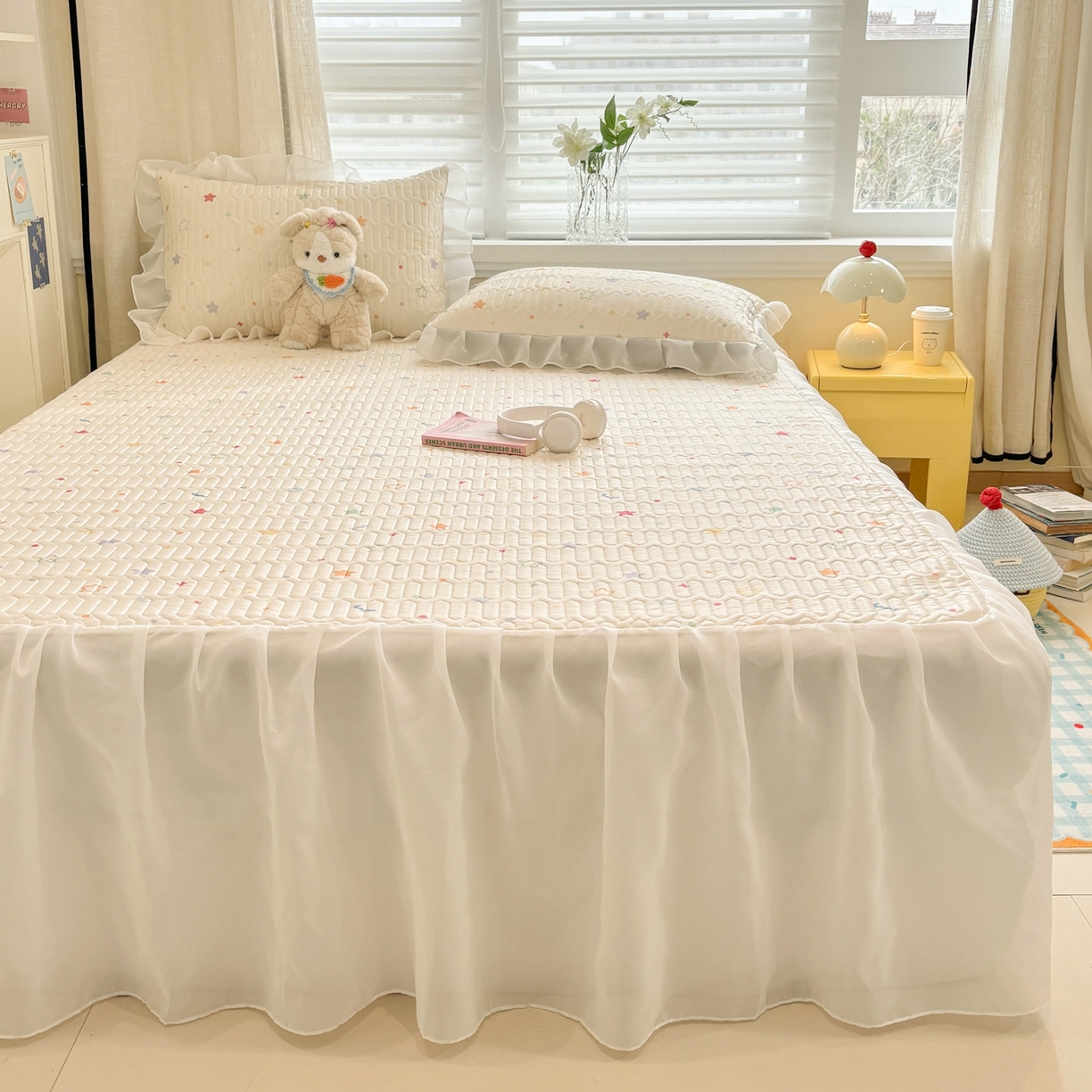 91家纺网 家纺一手货源 找家纺 慕尚家纺 2026新款床裙凉席夏被空调被夏凉被三件套四件套 床裙款 星芒