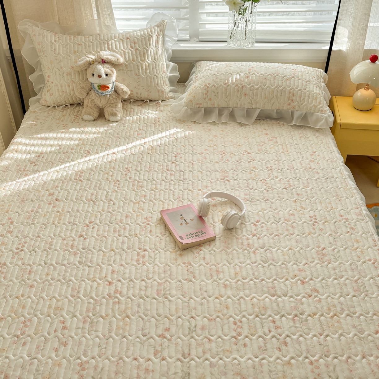 91家纺网 家纺一手货源 找家纺 慕尚家纺 2026新款床裙凉席夏被空调被夏凉被三件套四件套 床裙款 明媚