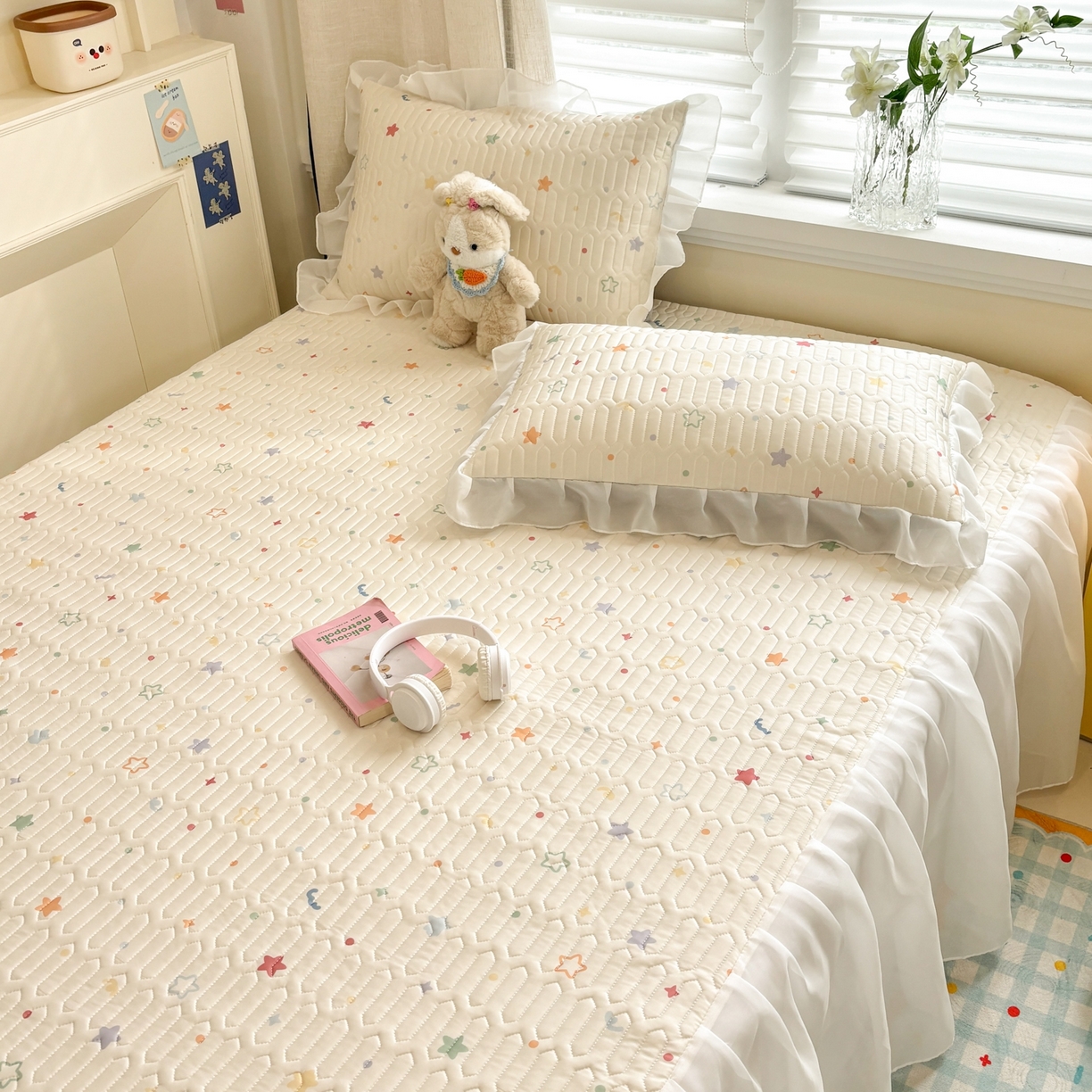 91家纺网 家纺一手货源 找家纺 慕尚家纺 2026新款床裙凉席夏被空调被夏凉被三件套四件套 床裙款 星芒