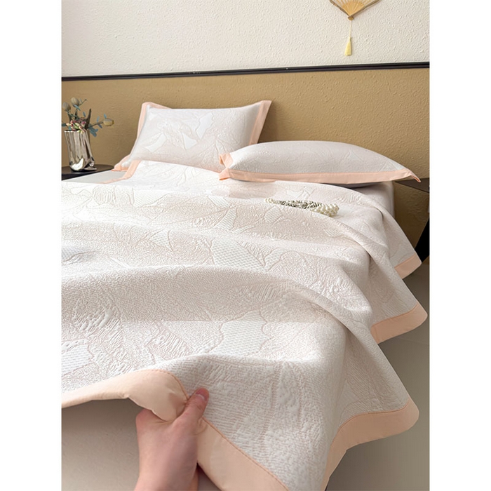 91家纺网 家纺一手货源 找家纺 宜派家纺 2026新款凉感过0.21夏天家用床单软席子可机洗空调席夏季高端华夫格凉席三件套 家大叶大-贝壳粉-床席