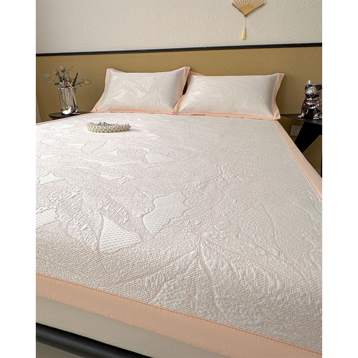 91家纺网 家纺一手货源 找家纺 宜派家纺 2026新款凉感过0.21夏天家用床单软席子可机洗空调席夏季高端华夫格凉席三件套 家大叶大-贝壳粉-床席