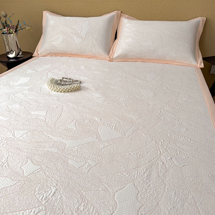 91家纺网 家纺一手货源 找家纺 宜派家纺 2026新款凉感过0.21夏天家用床单软席子可机洗空调席夏季高端华夫格凉席三件套 家大叶大-贝壳粉-床席