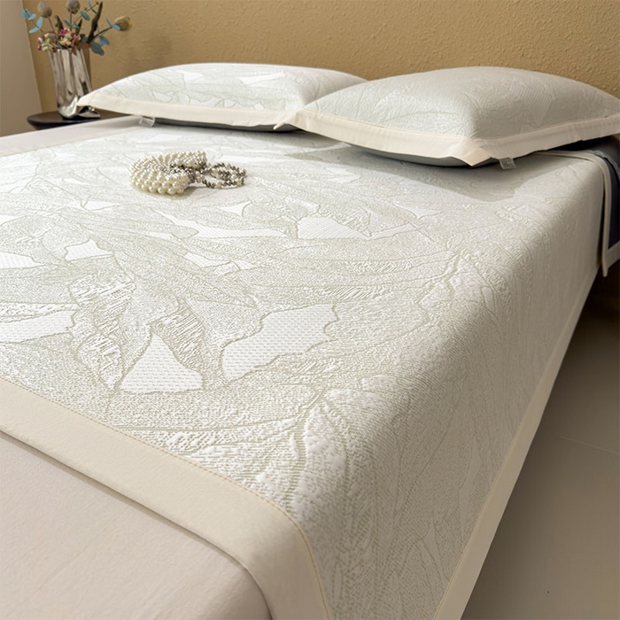 91家纺网 家纺一手货源 找家纺 宜派家纺 2026新款凉感过0.21夏天家用床单软席子可机洗空调席夏季高端华夫格凉席三件套 家大叶大-松果绿-床席