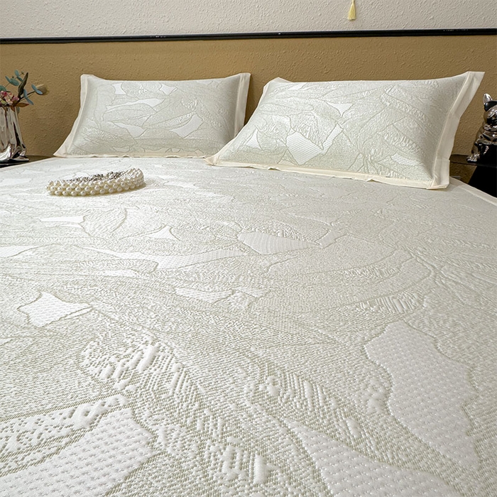 91家纺网 家纺一手货源 找家纺 宜派家纺 2026新款凉感过0.21夏天家用床单软席子可机洗空调席夏季高端华夫格凉席三件套 家大叶大-松果绿-床席