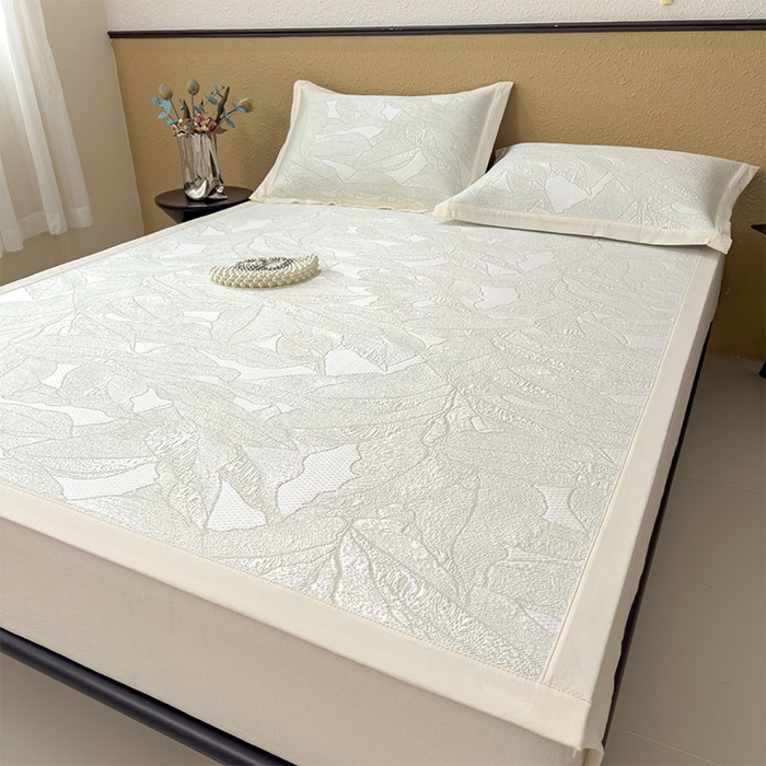 91家纺网 家纺一手货源 找家纺 宜派家纺 2026新款凉感过0.21夏天家用床单软席子可机洗空调席夏季高端华夫格凉席三件套 家大叶大-松果绿-床席