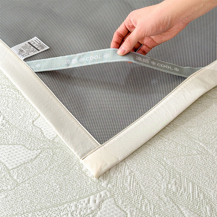 91家纺网 家纺一手货源 找家纺 宜派家纺 2026新款凉感过0.21夏天家用床单软席子可机洗空调席夏季高端华夫格凉席三件套 家大叶大-松果绿-床席