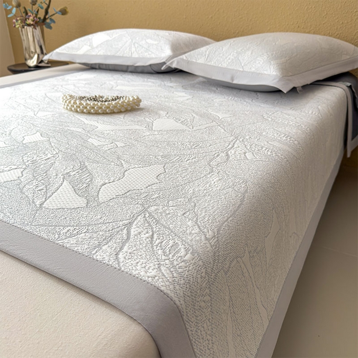 91家纺网 家纺一手货源 找家纺 宜派家纺 2026新款凉感过0.21夏天家用床单软席子可机洗空调席夏季高端华夫格凉席三件套 家大叶大-天空蓝-床席