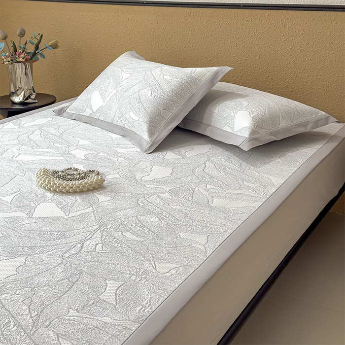 91家纺网 家纺一手货源 找家纺 宜派家纺 2026新款凉感过0.21夏天家用床单软席子可机洗空调席夏季高端华夫格凉席三件套 家大叶大-天空蓝-床席