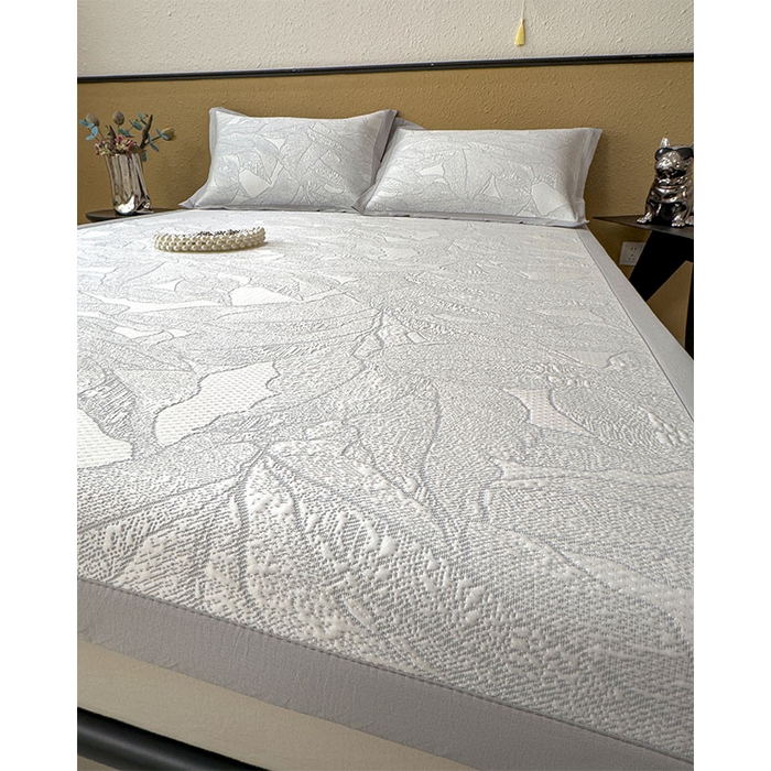 91家纺网 家纺一手货源 找家纺 宜派家纺 2026新款凉感过0.21夏天家用床单软席子可机洗空调席夏季高端华夫格凉席三件套 家大叶大-天空蓝-床席