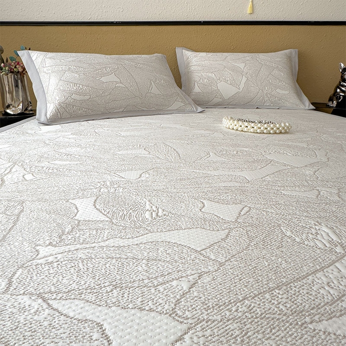 91家纺网 家纺一手货源 找家纺 宜派家纺 2026新款凉感过0.21夏天家用床单软席子可机洗空调席夏季高端华夫格凉席三件套 家大叶大-棕雾咖-床席