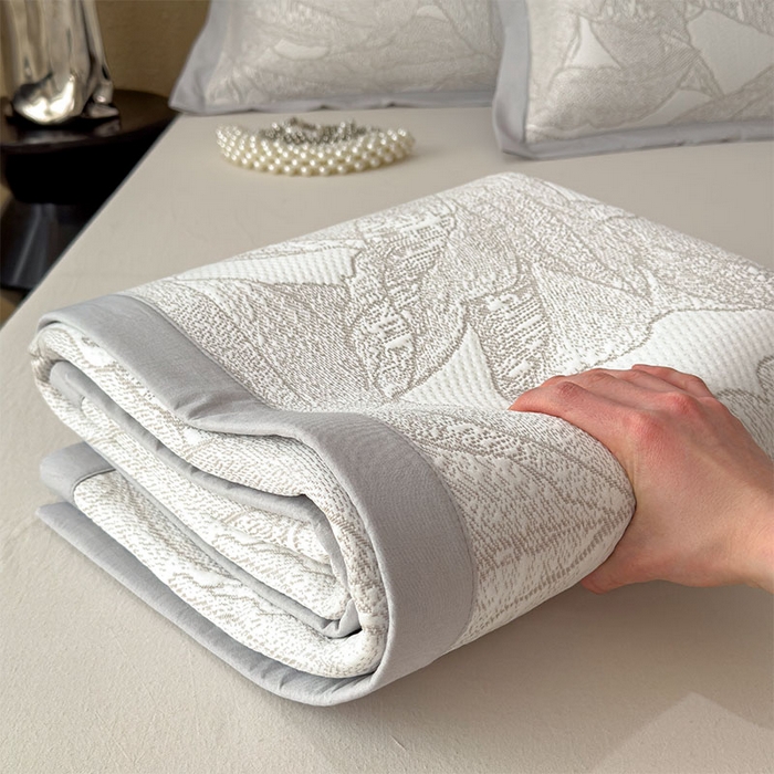 91家纺网 家纺一手货源 找家纺 宜派家纺 2026新款凉感过0.21夏天家用床单软席子可机洗空调席夏季高端华夫格凉席三件套 家大叶大-棕雾咖-床席