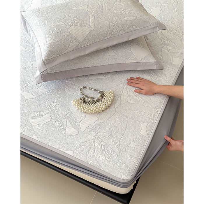 91家纺网 家纺一手货源 找家纺 宜派家纺 2026新款凉感过0.21夏天家用床单软席子可机洗空调席夏季高端华夫格凉席三件套 家大叶大-天空蓝-床笠