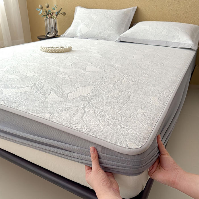 91家纺网 家纺一手货源 找家纺 宜派家纺 2026新款凉感过0.21夏天家用床单软席子可机洗空调席夏季高端华夫格凉席三件套 家大叶大-天空蓝-床笠