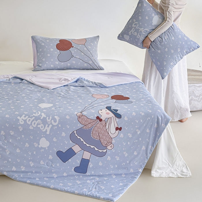 91家纺网 家纺一手货源 找家纺 豪美鑫 2026新款大版凉感夏被 爱心气球