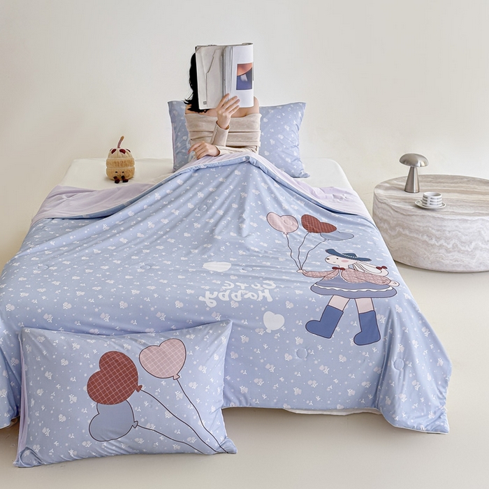 91家纺网 家纺一手货源 找家纺 豪美鑫 2026新款大版凉感夏被 爱心气球