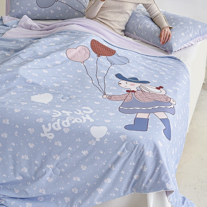 91家纺网 家纺一手货源 找家纺 豪美鑫 2026新款大版凉感夏被 爱心气球