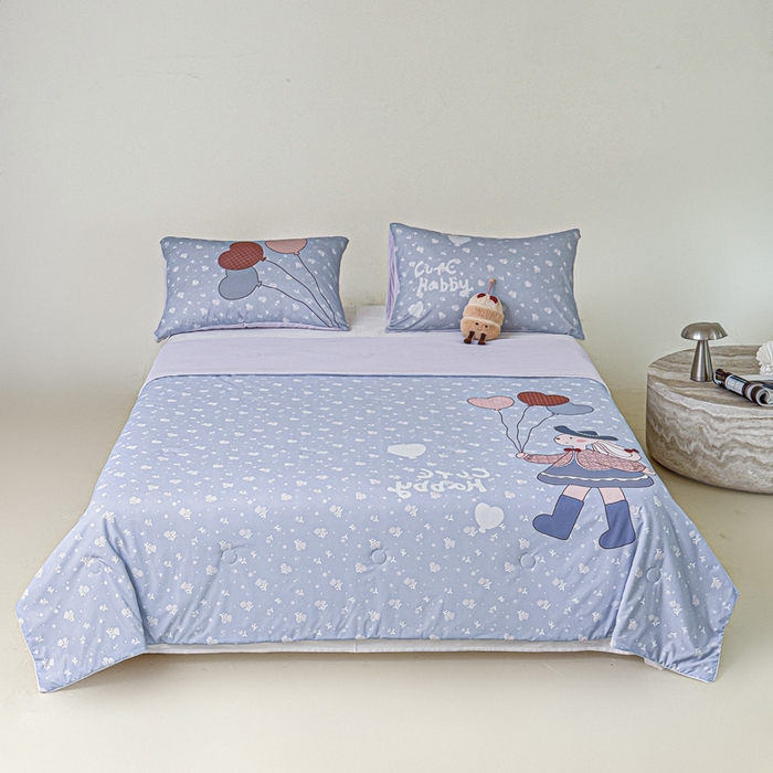 91家纺网 家纺一手货源 找家纺 豪美鑫 2026新款大版凉感夏被 爱心气球