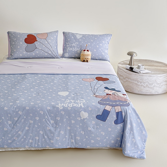 91家纺网 家纺一手货源 找家纺 豪美鑫 2026新款大版凉感夏被 爱心气球