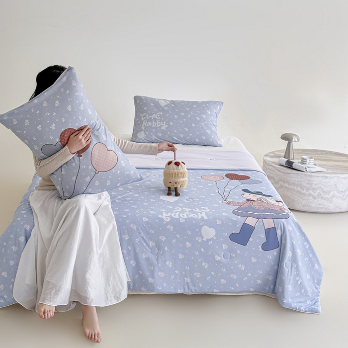 91家纺网 家纺一手货源 找家纺 豪美鑫 2026新款大版凉感夏被 爱心气球