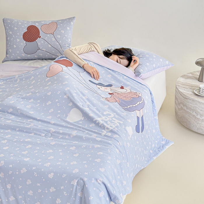 91家纺网 家纺一手货源 找家纺 豪美鑫 2026新款大版凉感夏被 爱心气球