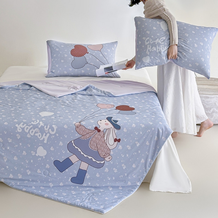 91家纺网 家纺一手货源 找家纺 豪美鑫 2026新款大版凉感夏被 爱心气球