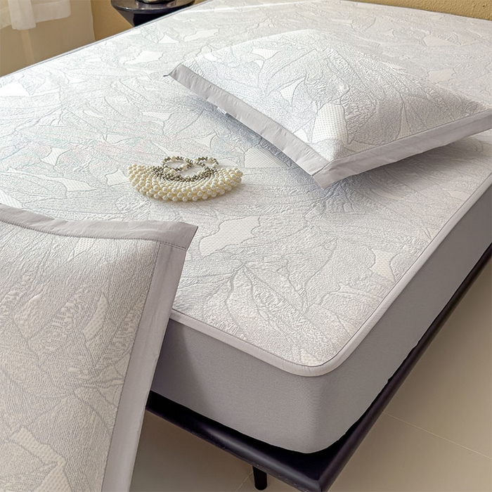 91家纺网 家纺一手货源 找家纺 宜派家纺 2026新款凉感过0.21夏天家用床单软席子可机洗空调席夏季高端华夫格凉席三件套 家大叶大-天空蓝-床笠