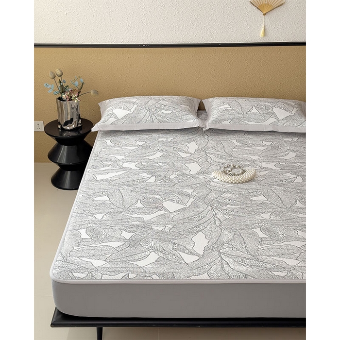 91家纺网 家纺一手货源 找家纺 宜派家纺 2026新款凉感过0.21夏天家用床单软席子可机洗空调席夏季高端华夫格凉席三件套 家大叶大-北欧深灰-床笠