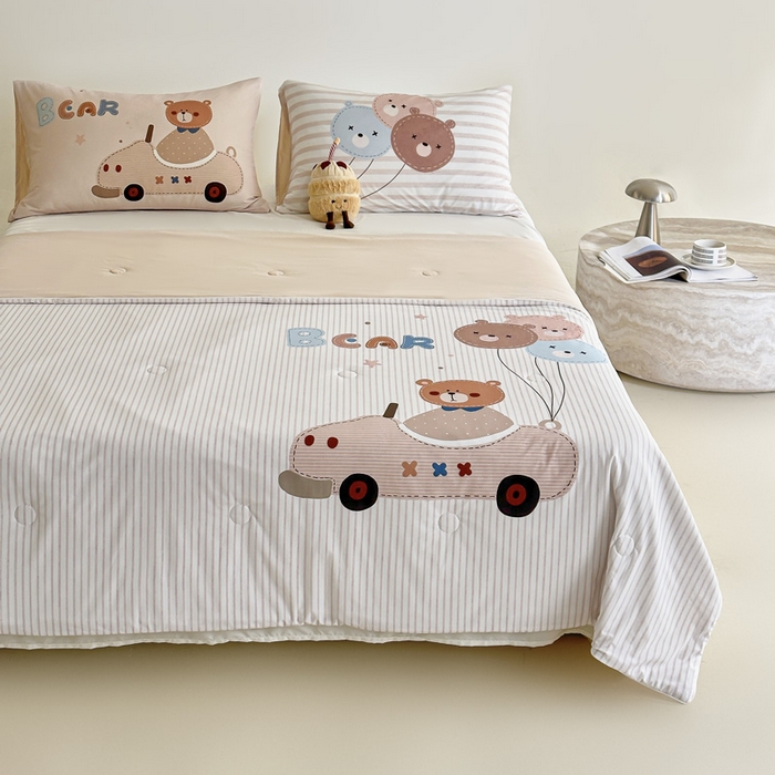 91家纺网 家纺一手货源 找家纺 豪美鑫 2026新款大版凉感夏被 拉风小熊