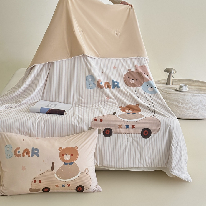 91家纺网 家纺一手货源 找家纺 豪美鑫 2026新款大版凉感夏被 拉风小熊