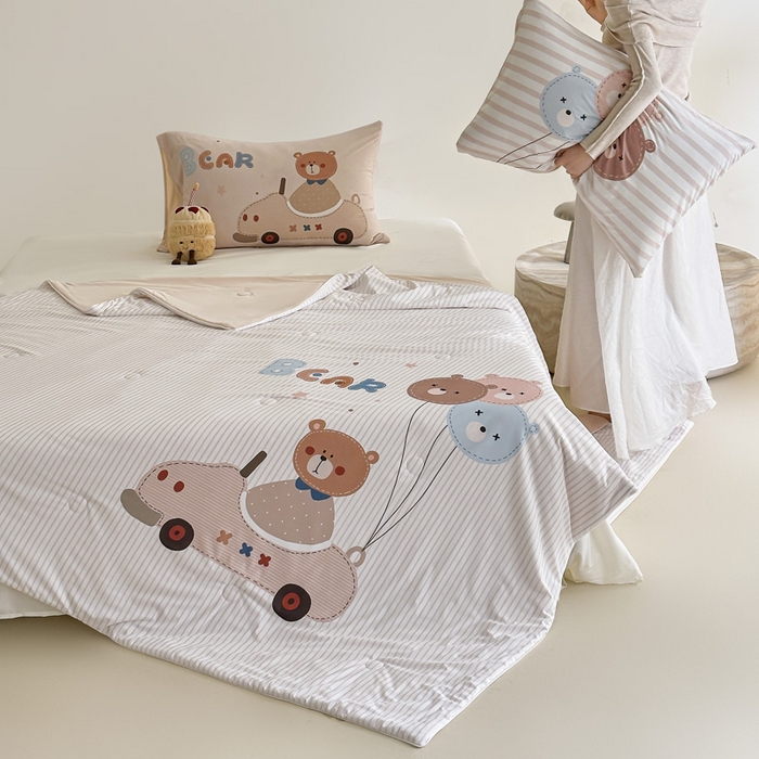 91家纺网 家纺一手货源 找家纺 豪美鑫 2026新款大版凉感夏被 拉风小熊