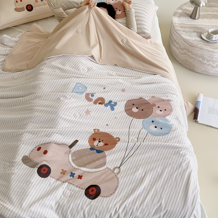 91家纺网 家纺一手货源 找家纺 豪美鑫 2026新款大版凉感夏被 拉风小熊