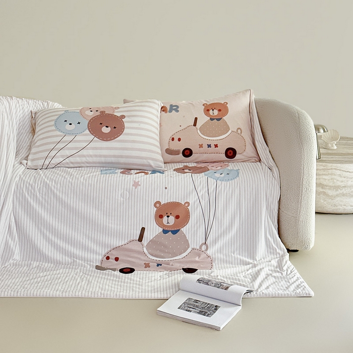 91家纺网 家纺一手货源 找家纺 豪美鑫 2026新款大版凉感夏被 拉风小熊