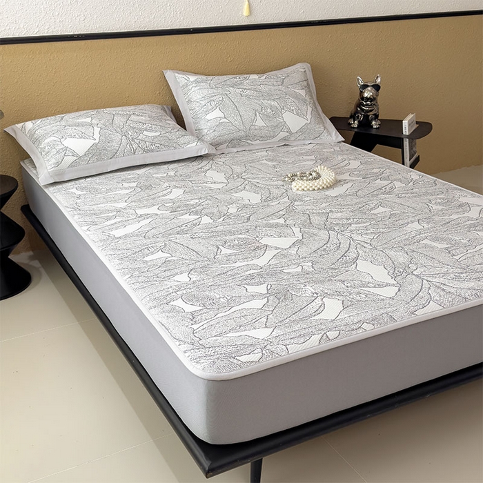 91家纺网 家纺一手货源 找家纺 宜派家纺 2026新款凉感过0.21夏天家用床单软席子可机洗空调席夏季高端华夫格凉席三件套 家大叶大-北欧深灰-床笠