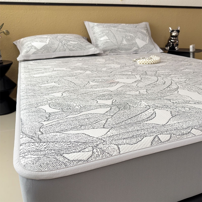 91家纺网 家纺一手货源 找家纺 宜派家纺 2026新款凉感过0.21夏天家用床单软席子可机洗空调席夏季高端华夫格凉席三件套 家大叶大-北欧深灰-床笠