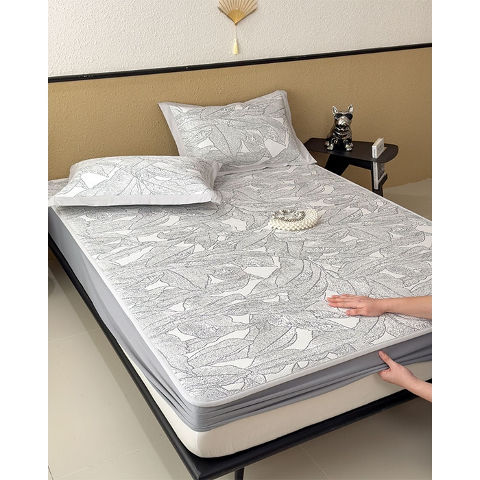 91家纺网 家纺一手货源 找家纺 宜派家纺 2026新款凉感过0.21夏天家用床单软席子可机洗空调席夏季高端华夫格凉席三件套 家大叶大-北欧深灰-床笠