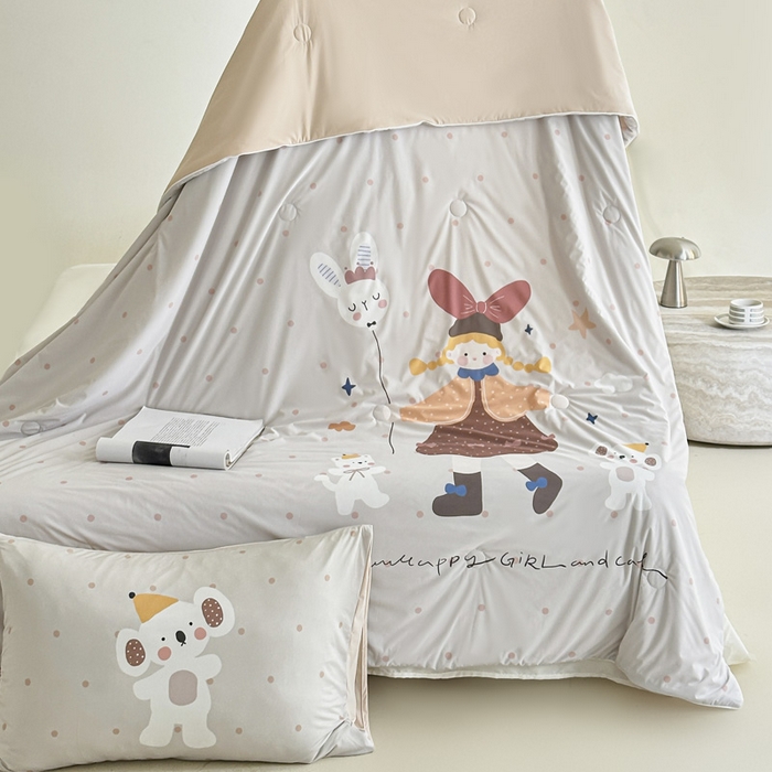 91家纺网 家纺一手货源 找家纺 豪美鑫 2026新款大版凉感夏被 萌宠小妹