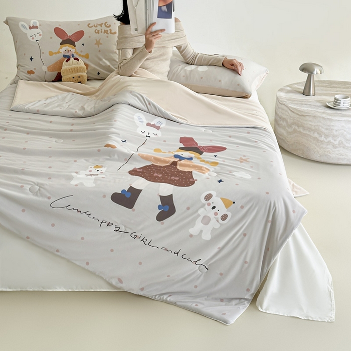 91家纺网 家纺一手货源 找家纺 豪美鑫 2026新款大版凉感夏被 萌宠小妹