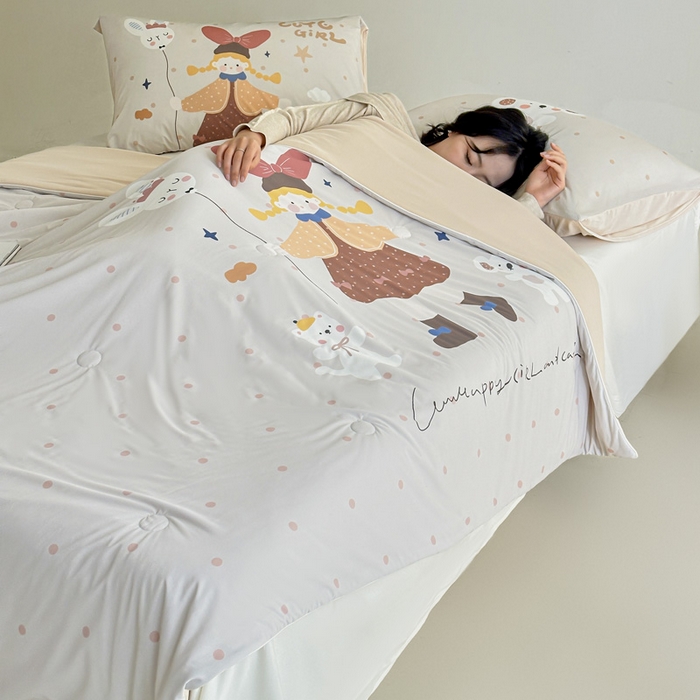 91家纺网 家纺一手货源 找家纺 豪美鑫 2026新款大版凉感夏被 萌宠小妹