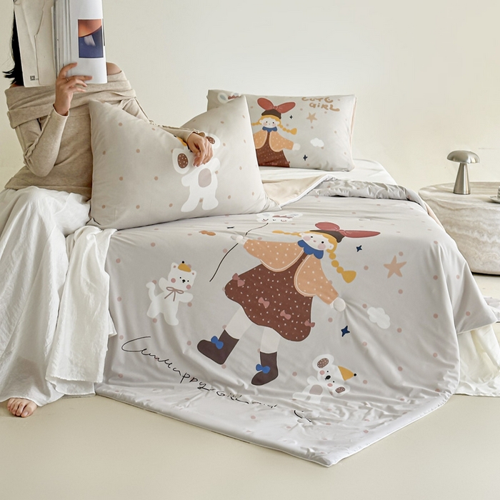 91家纺网 家纺一手货源 找家纺 豪美鑫 2026新款大版凉感夏被 萌宠小妹