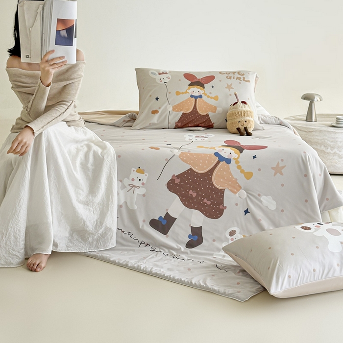 91家纺网 家纺一手货源 找家纺 豪美鑫 2026新款大版凉感夏被 萌宠小妹