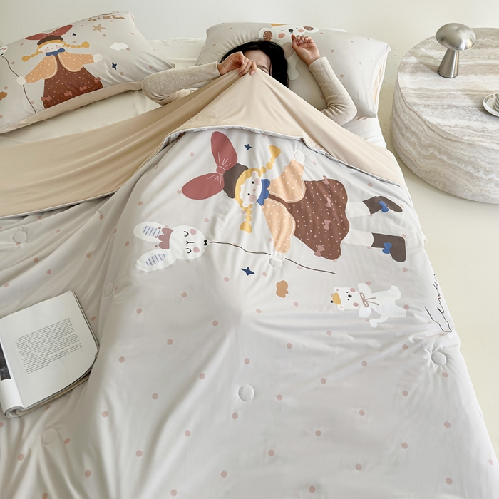 91家纺网 家纺一手货源 找家纺 豪美鑫 2026新款大版凉感夏被 萌宠小妹