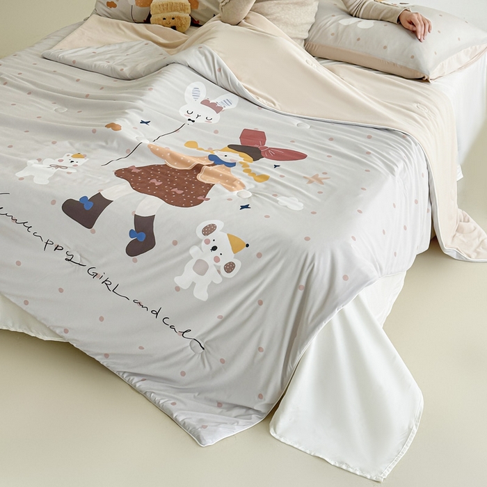 91家纺网 家纺一手货源 找家纺 豪美鑫 2026新款大版凉感夏被 萌宠小妹